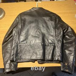 Vintage Brooks Cafe Racer Motorcycle Jacket Size Small 1960's Biker Leather Blk