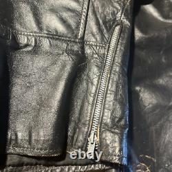 Vintage Brooks Cafe Racer Motorcycle Jacket Size Small 1960's Biker Leather Blk