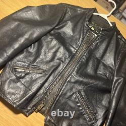 Vintage Brooks Cafe Racer Motorcycle Jacket Size Small 1960's Biker Leather Blk