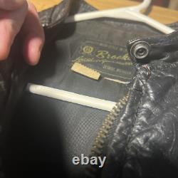 Vintage Brooks Cafe Racer Motorcycle Jacket Size Small 1960's Biker Leather Blk