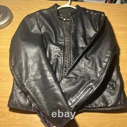 Vintage Brooks Cafe Racer Motorcycle Jacket Size Small 1960's Biker Leather Blk