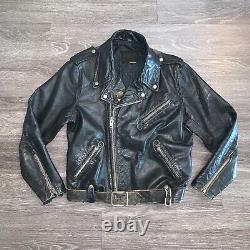 Vintage Brooks Harley Davidson Black Leather Biker Jacket Sz. M USA Talon