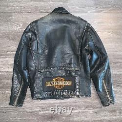 Vintage Brooks Harley Davidson Black Leather Biker Jacket Sz. M USA Talon
