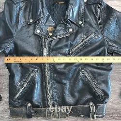 Vintage Brooks Harley Davidson Black Leather Biker Jacket Sz. M USA Talon