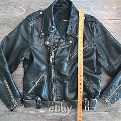 Vintage Brooks Harley Davidson Black Leather Biker Jacket Sz. M USA Talon