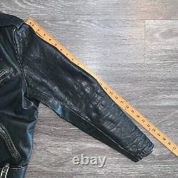 Vintage Brooks Harley Davidson Black Leather Biker Jacket Sz. M USA Talon