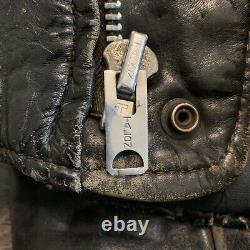 Vintage Brooks Harley Davidson Black Leather Biker Jacket Sz. M USA Talon