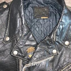 Vintage Brooks Harley Davidson Black Leather Biker Jacket Sz. M USA Talon