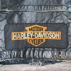 Vintage Brooks Harley Davidson Black Leather Biker Jacket Sz. M USA Talon