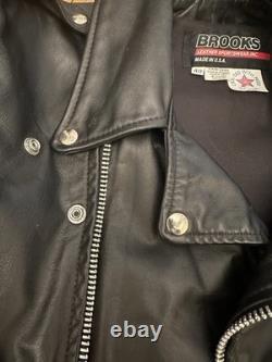 Vintage Brooks Leather Biker Jacket Size 40. Men Medium USA Made