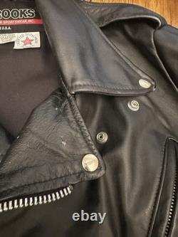 Vintage Brooks Leather Biker Jacket Size 40. Men Medium USA Made