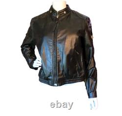 Vintage Brooks Leather Cafe Motorcycle Jacket In Classic Black Size 34