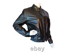 Vintage Brooks Leather Cafe Motorcycle Jacket In Classic Black Size 34