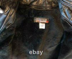 Vintage Brooks Leather Cafe Motorcycle Jacket In Classic Black Size 34