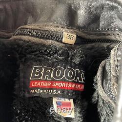 Vintage Brooks Leather Jacket Mens 38 Motorcycle Cafe Racer Classic USA Liner