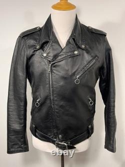 Vintage Brooks Leather Motorcycle Jacket 70s Riding Coat Talon Zipper Racing 44