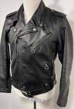 Vintage Brooks Leather Motorcycle Jacket 70s Riding Coat Talon Zipper Racing 44