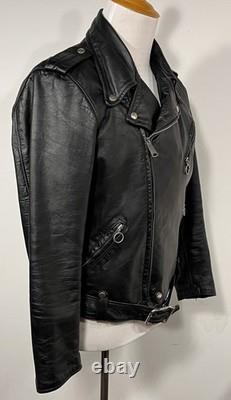 Vintage Brooks Leather Motorcycle Jacket 70s Riding Coat Talon Zipper Racing 44