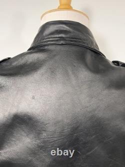 Vintage Brooks Leather Motorcycle Jacket 70s Riding Coat Talon Zipper Racing 44