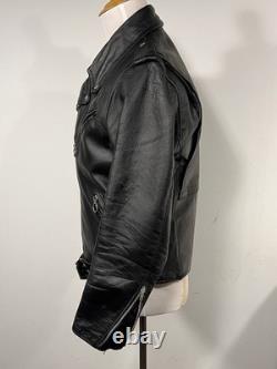 Vintage Brooks Leather Motorcycle Jacket 70s Riding Coat Talon Zipper Racing 44