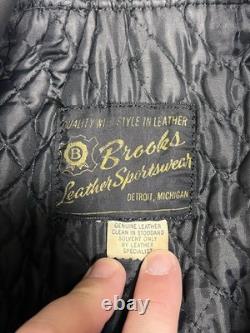Vintage Brooks Leather Motorcycle Jacket 70s Riding Coat Talon Zipper Racing 44