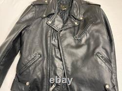 Vintage Brooks Leather Motorcycle Jacket 70s Riding Coat Talon Zipper Racing 44