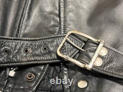 Vintage Brooks Leather Motorcycle Jacket 70s Riding Coat Talon Zipper Racing 44