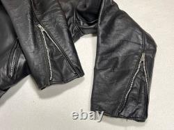 Vintage Brooks Leather Motorcycle Jacket 70s Riding Coat Talon Zipper Racing 44