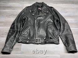 Vintage Brooks Leather Motorcycle Jacket Black Mens Size 42 Lined Made in USA