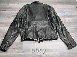 Vintage Brooks Leather Motorcycle Jacket Black Mens Size 42 Lined Made in USA