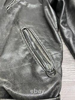 Vintage Brooks Leather Motorcycle Jacket Black Mens Size 42 Lined Made in USA