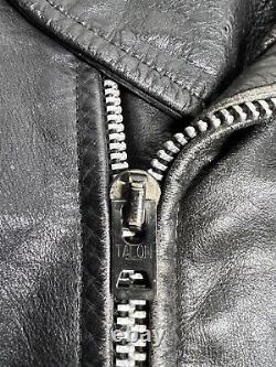 Vintage Brooks Leather Motorcycle Jacket Black Mens Size 42 Lined Made in USA
