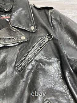 Vintage Brooks Leather Motorcycle Jacket Black Mens Size 42 Lined Made in USA