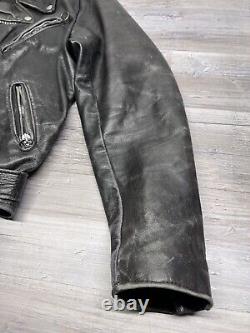 Vintage Brooks Leather Motorcycle Jacket Black Mens Size 42 Lined Made in USA