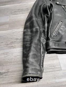 Vintage Brooks Leather Motorcycle Jacket Black Mens Size 42 Lined Made in USA