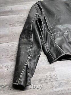 Vintage Brooks Leather Motorcycle Jacket Black Mens Size 42 Lined Made in USA
