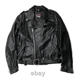 Vintage Brooks Leather Motorcycle Jacket Men 44L Medium Fit Punk Moto Belted USA