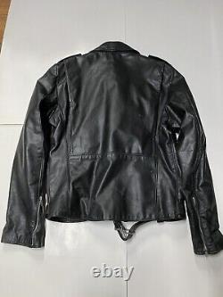 Vintage Brooks Leather Motorcycle Jacket Men 44L Medium Fit Punk Moto Belted USA