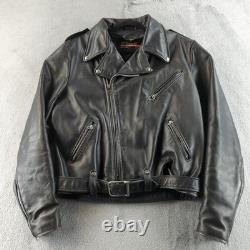 Vintage Brooks Leather Motorcycle Jacket Mens 44 L Double Rider Belted Talon USA
