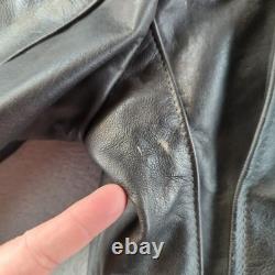 Vintage Brooks Leather Motorcycle Jacket Mens 44 L Double Rider Belted Talon USA