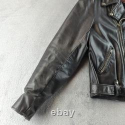 Vintage Brooks Leather Motorcycle Jacket Mens 44 L Double Rider Belted Talon USA