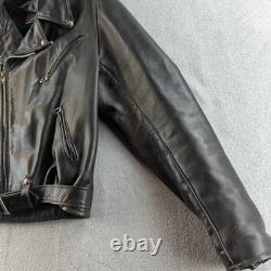 Vintage Brooks Leather Motorcycle Jacket Mens 44 L Double Rider Belted Talon USA