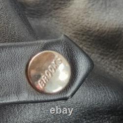 Vintage Brooks Leather Motorcycle Jacket Mens 44 L Double Rider Belted Talon USA