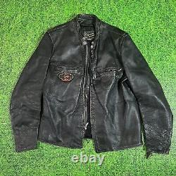 Vintage Brooks Leather Sportswear Jacket Mens M 21x27 Motorcycle Patched Harley