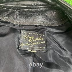 Vintage Brooks Leather Sportswear Jacket Mens M 21x27 Motorcycle Patched Harley