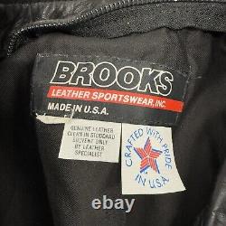 Vintage Brooks Made In USA Leather Motorcycle Moto Racer Biker Jacket Medium