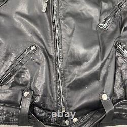 Vintage Brooks Made In USA Leather Motorcycle Moto Racer Biker Jacket Medium