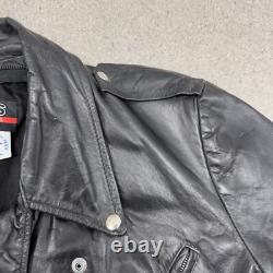 Vintage Brooks Made In USA Leather Motorcycle Moto Racer Biker Jacket Medium