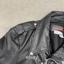 Vintage Brooks Made In USA Leather Motorcycle Moto Racer Biker Jacket Medium