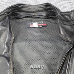 Vintage Brooks Motorcycle Jacket Mens 44 Brown Leather Full Zip Grunge USA Made